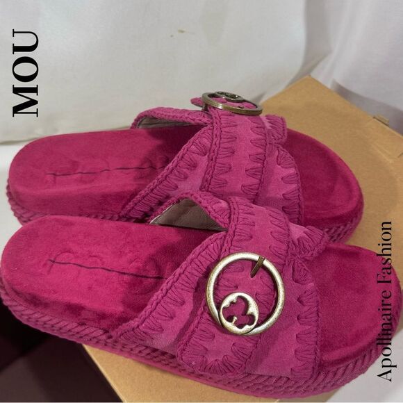MOU Women's Flat Sandals in Fuchsia Size 40 NIB NWT - Picture 2 of 7